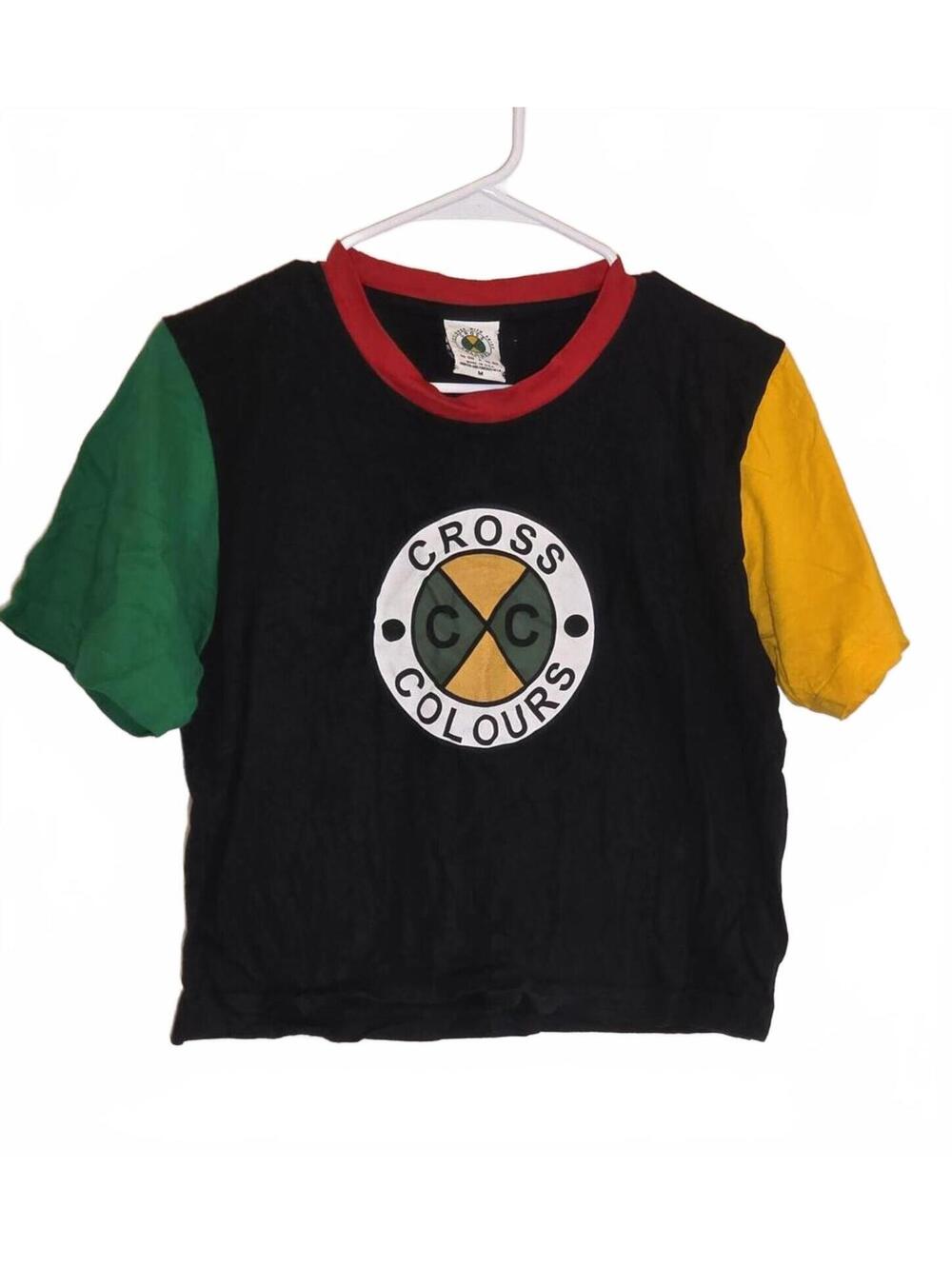 Vintage 1990s Cross Colours Colorblock Crop Top Sz M